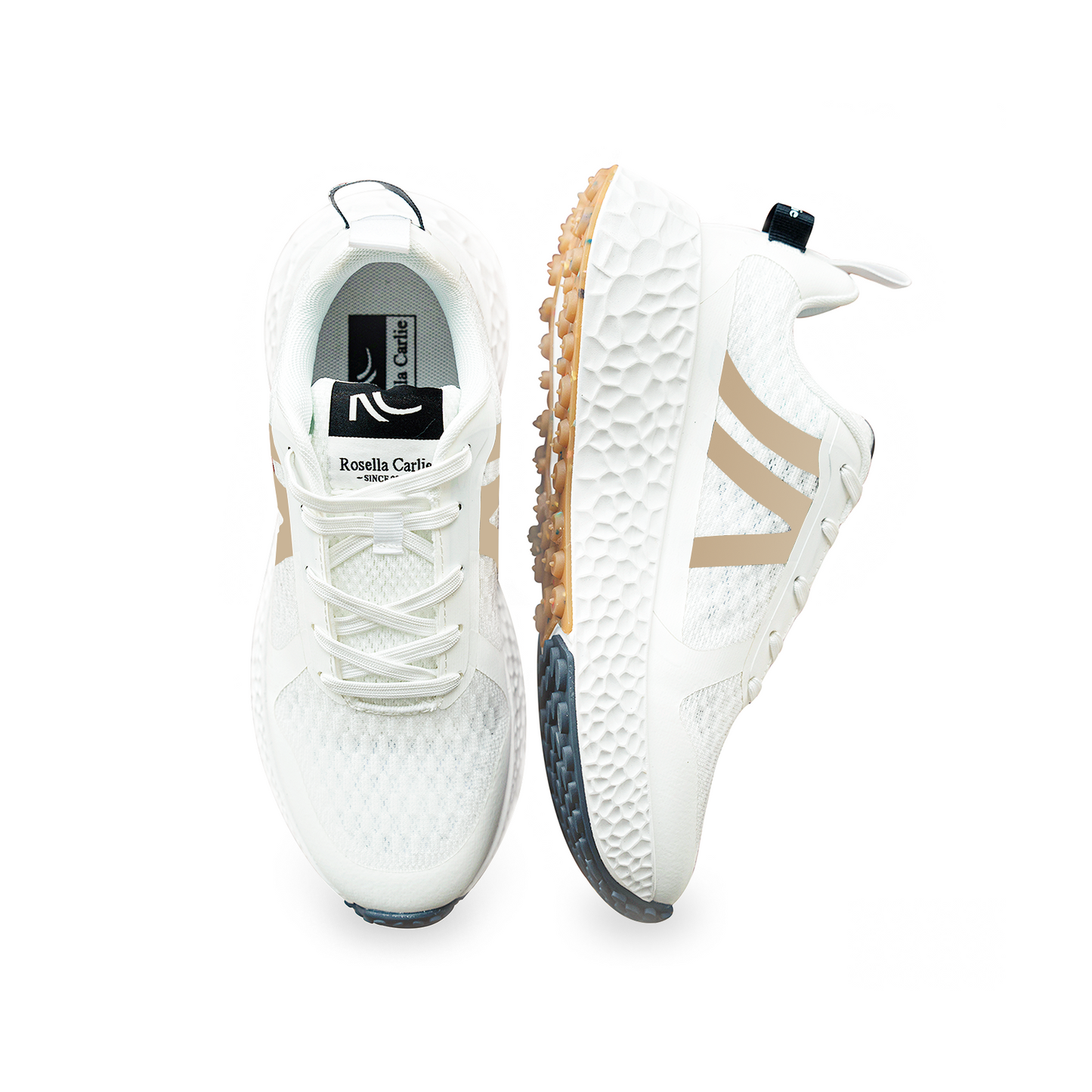 ROSELLA CARLIE WOMEN'S PLATFORM RUNNING SHOES WHITE/BEIGE